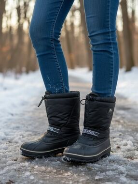 Sorel Black and Gray Insulated Winter Boots S 5